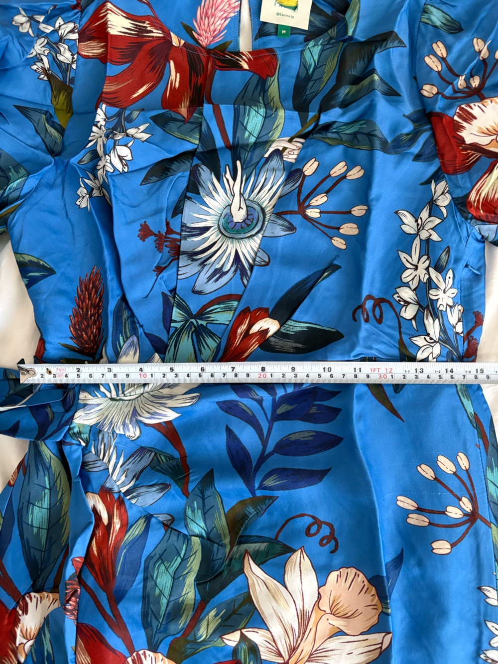 NWOT Farm Rio Blue Surreal Flowers Wrap Mini Dress M - Picture 11 of 16